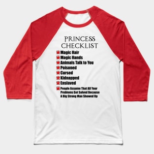 Princess Bucky Checklist Baseball T-Shirt